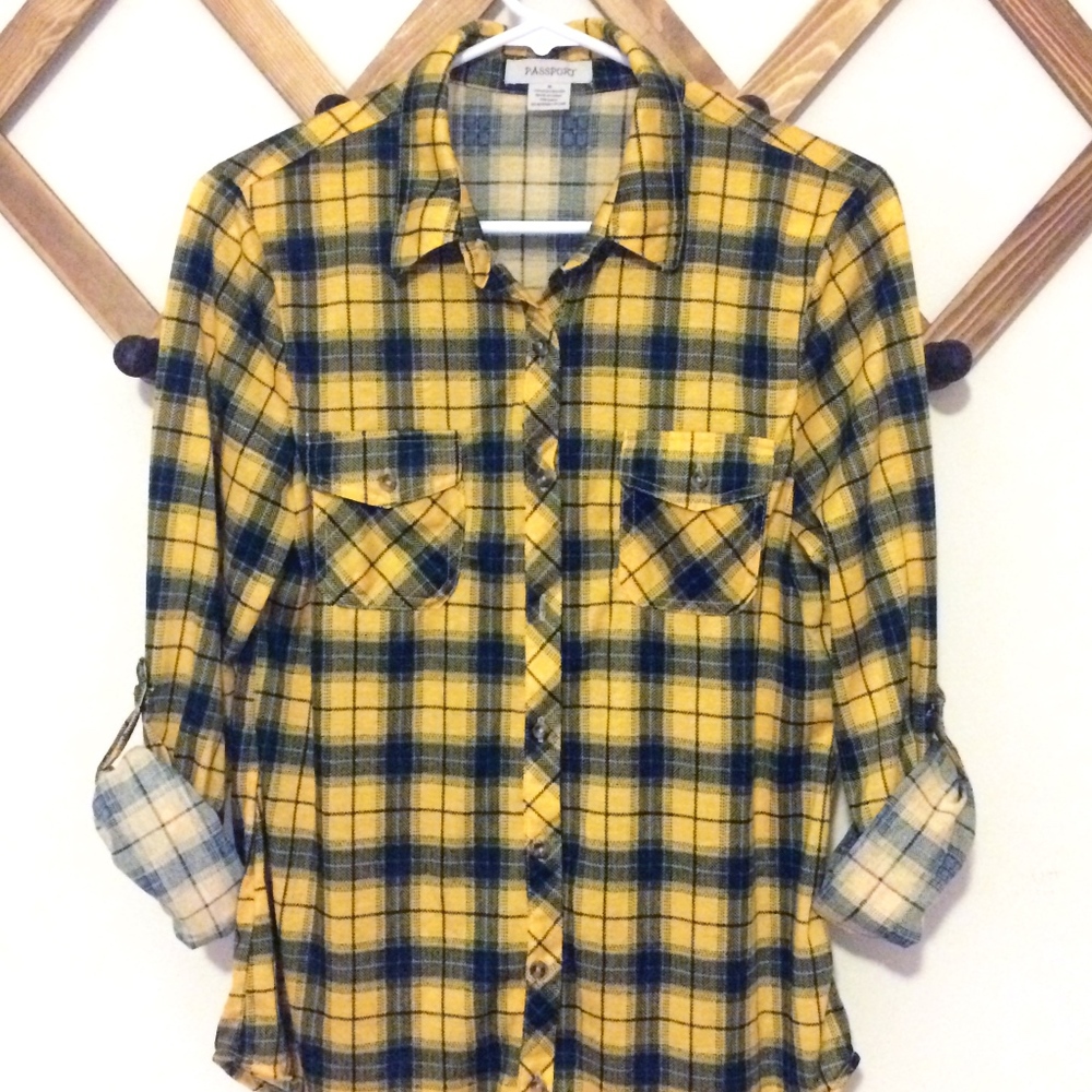 Women's Checkered Plaid Roll Up Sleeve Shirt